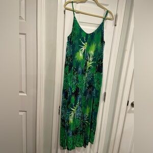 Buenos Ninos Tropical Floral Jumpsuit Red Cropped Wide Leg Spaghetti Strap